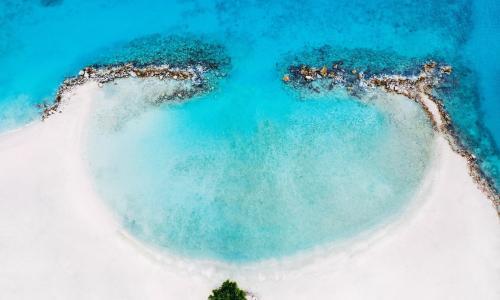 circle beach blue sea