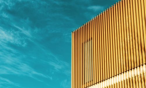 turquoise mosaic and gold building